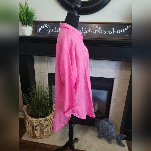 Lands' End Bold Pink Collared Shirt - Picture 4 of 10